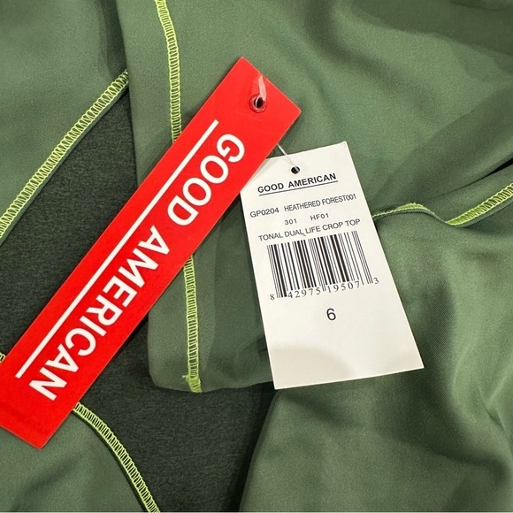 good american heathered forest tonal double life crop top - Picture 7 of 8